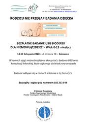 Akcja Bezpłatnych Badań pod kątem USG bioderek niemowląt i dzieci